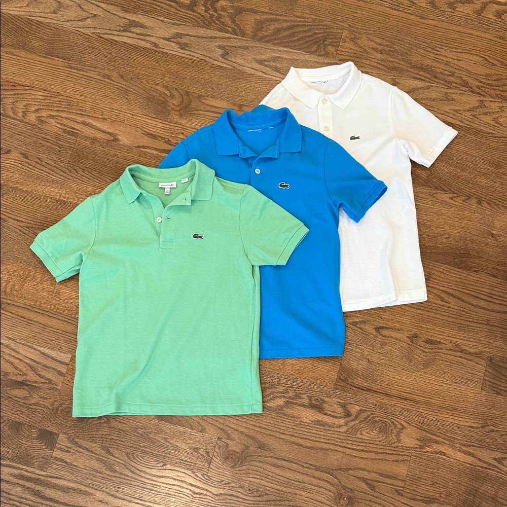Lacoste Kids Polo Trio - Mint, Sky Blue, and White